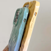 For iPhone 14 Wrinkle Gradient Oily Feel TPU Phone Case(Blue Green)