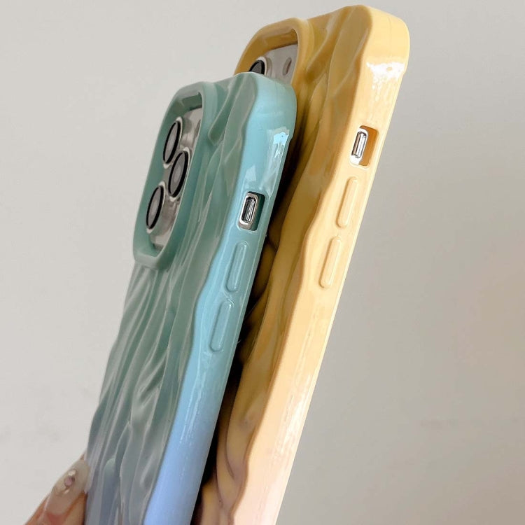 For iPhone 14 Wrinkle Gradient Oily Feel TPU Phone Case(Blue Green)