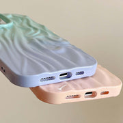 For iPhone 14 Wrinkle Gradient Oily Feel TPU Phone Case(Blue Green)