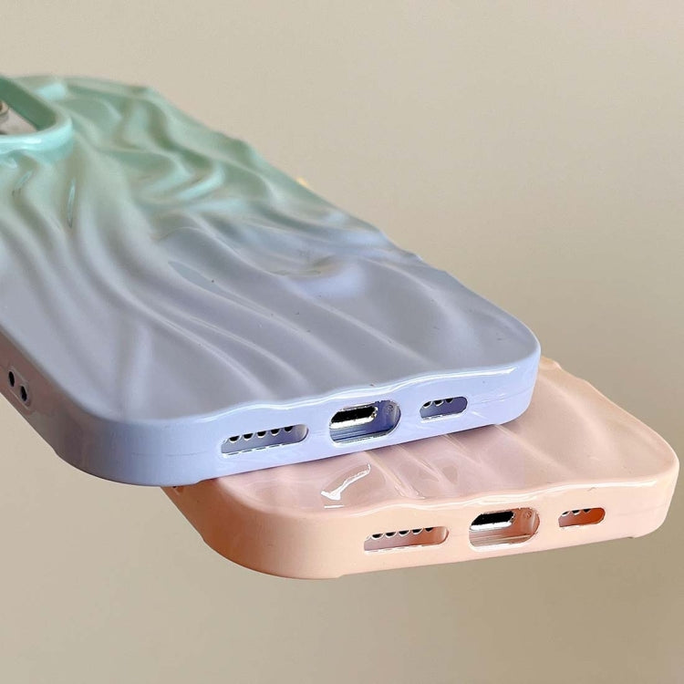 For iPhone 14 Wrinkle Gradient Oily Feel TPU Phone Case(Blue Green)