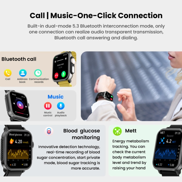 SPOVAN H6 1.83 inch TFT Screen Smart Watch Supports Bluetooth Call/Blood Oxygen Monitoring(Black)