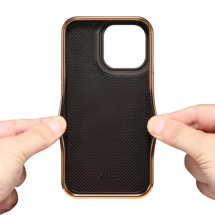 For iPhone 14 Plus Denior Oil Wax Cowhide Plating Phone Case(Brown)