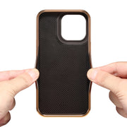 For iPhone 14 Plus Denior Oil Wax Cowhide Plating Phone Case(Brown)