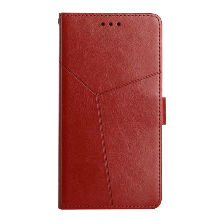 For Samsung Galaxy A25 5G Y-shaped Pattern Flip Leather Phone Case(Brown)