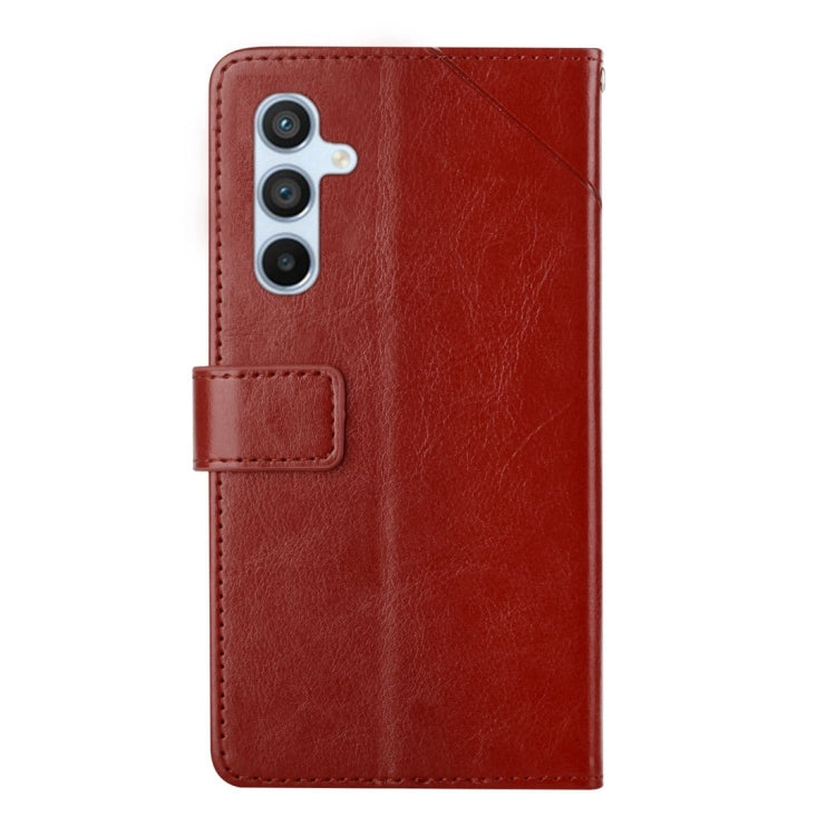 For Samsung Galaxy A25 5G Y-shaped Pattern Flip Leather Phone Case(Brown)