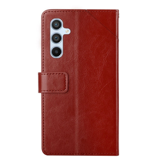 For Samsung Galaxy A25 5G Y-shaped Pattern Flip Leather Phone Case(Brown)