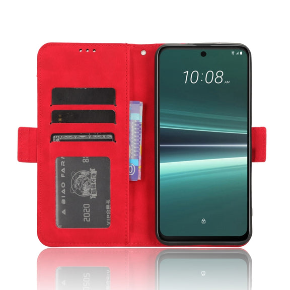 For HTC U23 / U23 Pro Skin Feel Calf Texture Card Slots Leather Phone Case(Red)