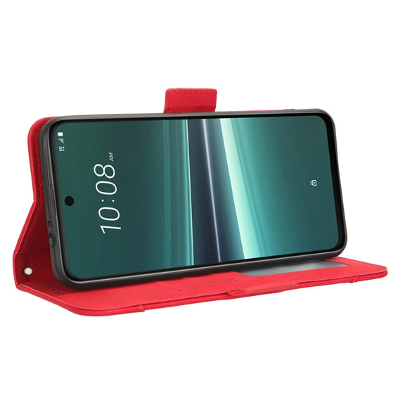 For HTC U23 / U23 Pro Skin Feel Calf Texture Card Slots Leather Phone Case(Red)