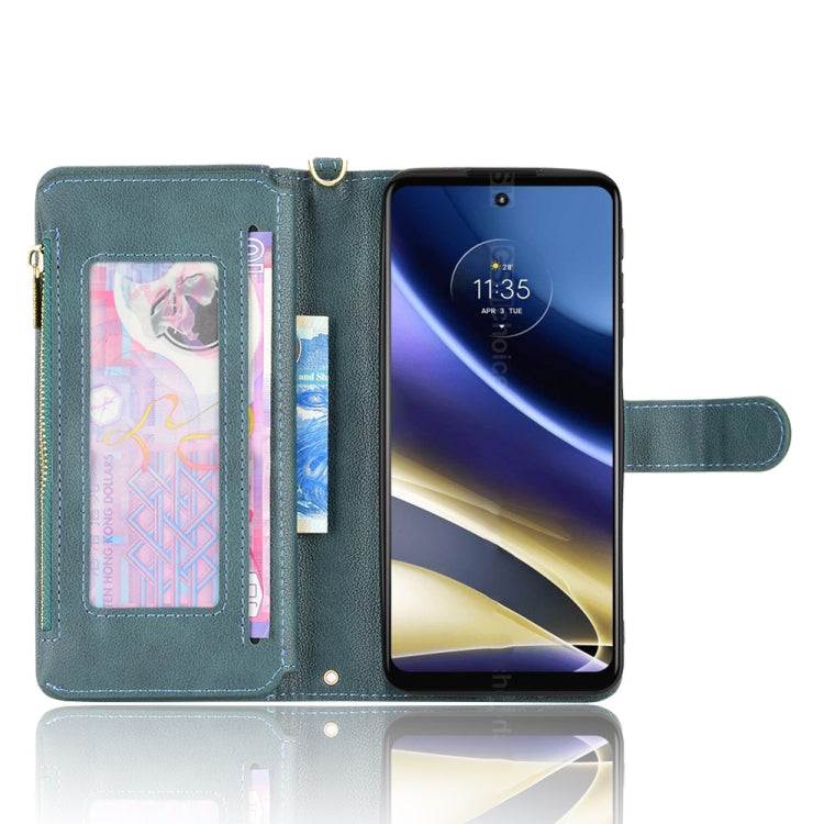 For Motorola Moto G52J 5G Litchi Texture Zipper Leather Phone Case(Green)