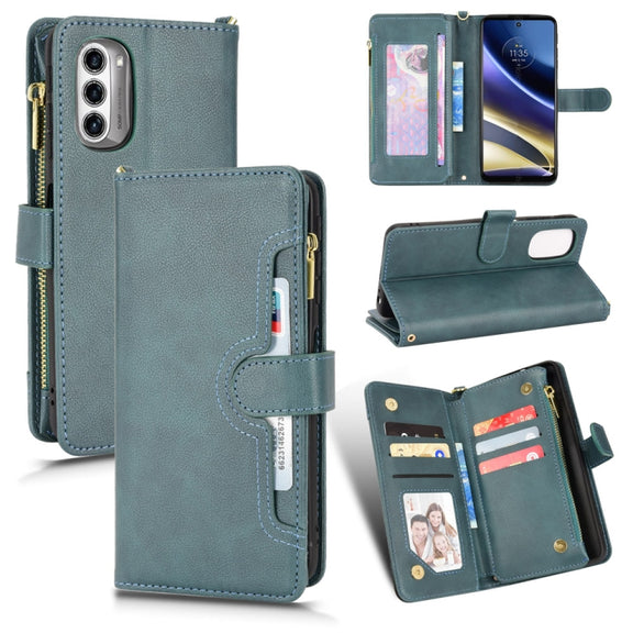For Motorola Moto G52J 5G Litchi Texture Zipper Leather Phone Case(Green)