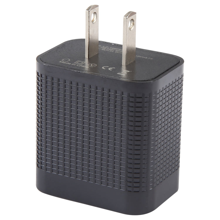 LZ-106PD 25W USB-C / Type-C Ports Plaid Pattern Travel Charger, US Plug(Black)