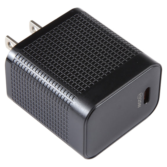 LZ-106PD 25W USB-C / Type-C Ports Plaid Pattern Travel Charger, US Plug(Black)