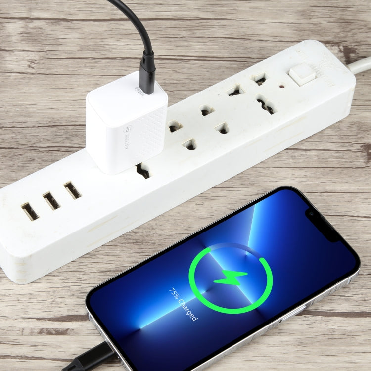 LZ-105PD 25W USB-C / Type-C Ports Dot Pattern Travel Charger, US Plug(White)