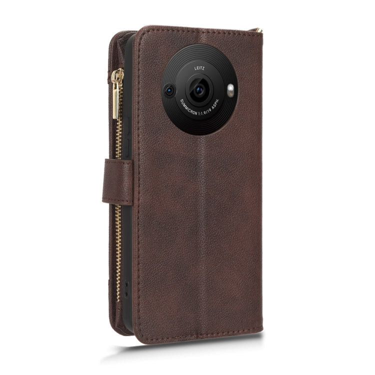 For Sharp Aquos R8 Pro / Leica Leitz Phone 3 Litchi Texture Zipper Leather Phone Case(Brown)