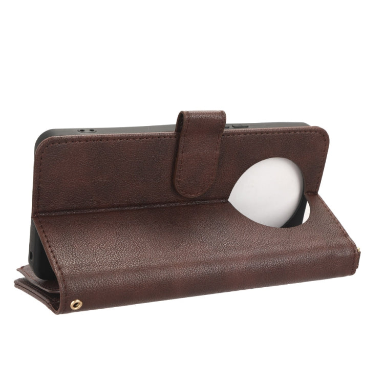 For Sharp Aquos R8 Pro / Leica Leitz Phone 3 Litchi Texture Zipper Leather Phone Case(Brown)