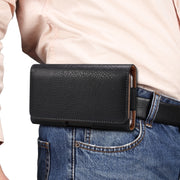 For 6.7-6.9 inch Phone Litchi Texture Iron Clip Back Buckle Waist-mounted Phone Case Horizontal Plate(Black)