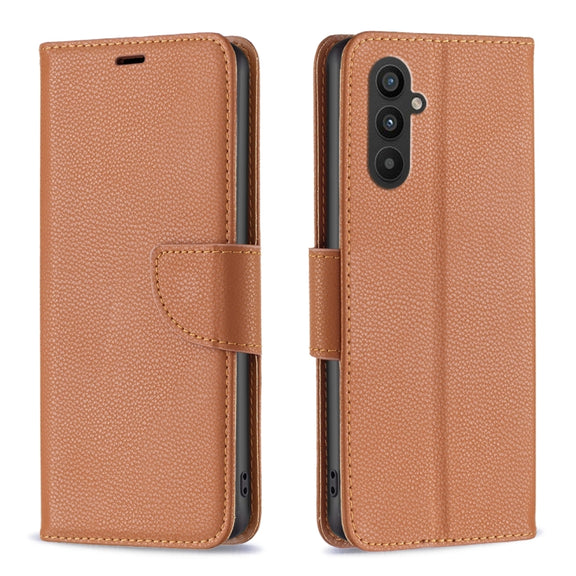 For Samsung Galaxy A25 5G Litchi Texture Pure Color Flip Leather Phone Case(Brown)