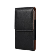 For 6.7-6.9 inch Phone Litchi Texture Iron Clip Back Buckle Waist-mounted Phone Case Vertical Plate(Black)