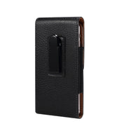 For 6.7-6.9 inch Phone Litchi Texture Iron Clip Back Buckle Waist-mounted Phone Case Vertical Plate(Black)