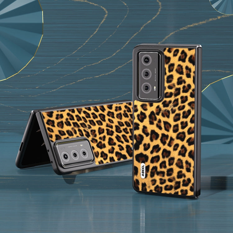 For Honor Magic V2 ABEEL Black Edge Leopard Print Phone Case(Gold)