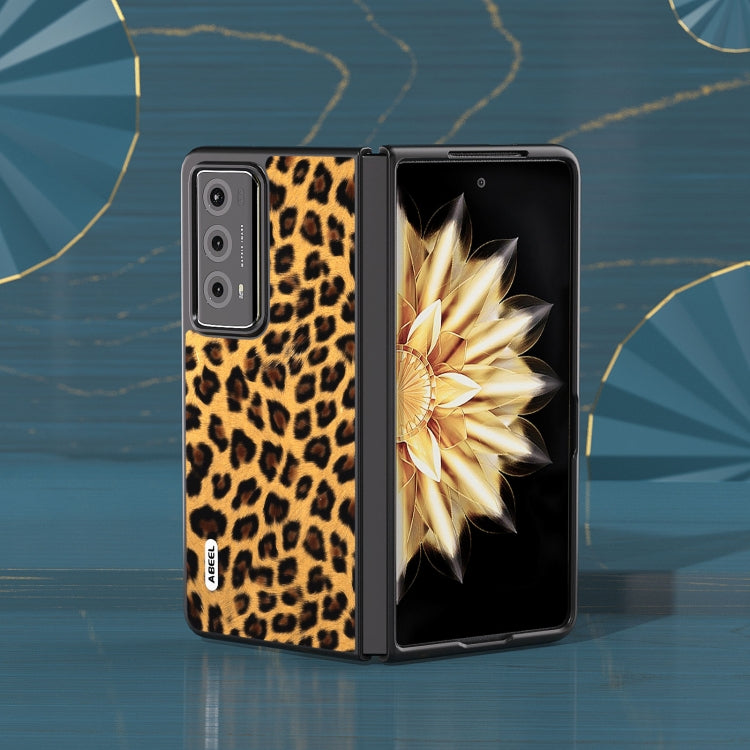 For Honor Magic V2 ABEEL Black Edge Leopard Print Phone Case(Gold)