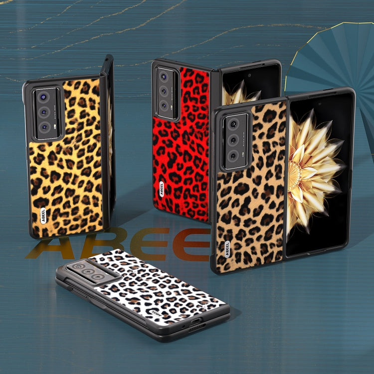For Honor Magic V2 ABEEL Black Edge Leopard Print Phone Case(Gold)