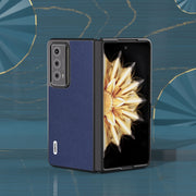 For Honor Magic V2 ABEEL Black Edge Genuine Leather Mino Phone Case(Royal Blue)