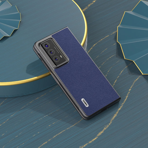 For Honor Magic V2 ABEEL Black Edge Genuine Leather Mino Phone Case(Royal Blue)