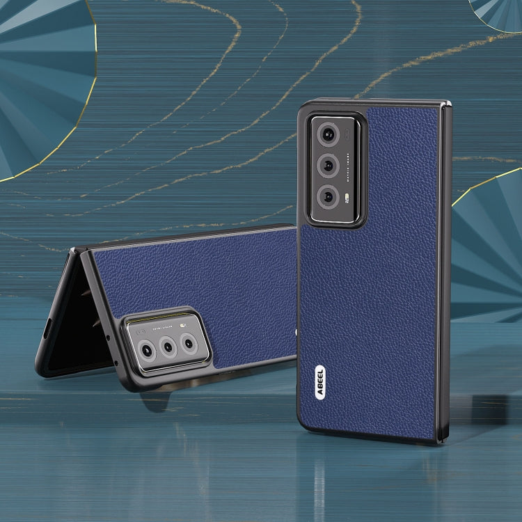 For Honor Magic V2 ABEEL Black Edge Genuine Leather Mino Phone Case(Royal Blue)