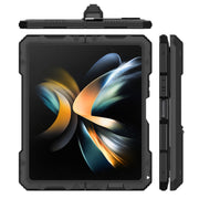 For Samsung Galaxy Z Fold4 LK Metal Shockproof Life Water-resistant Dustproof Phone Case with Folding Holder(Black)
