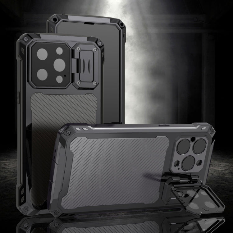 For iPhone 14 Pro Max LK MagSafe Shockproof Life Water-resistant Dustproof Metal Phone Case(Black)