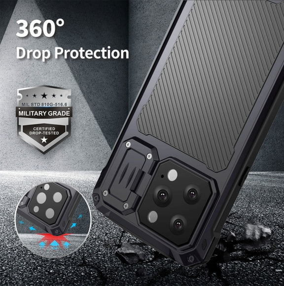 For iPhone 14 Pro Max LK MagSafe Shockproof Life Water-resistant Dustproof Metal Phone Case(Black)