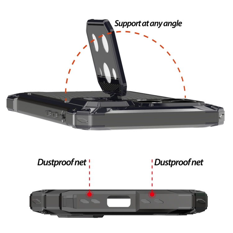 For iPhone 14 Pro Max LK MagSafe Shockproof Life Water-resistant Dustproof Metal Phone Case(Black)