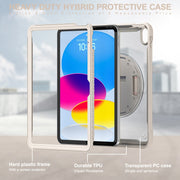 For iPad 2025 / 2022 Heavy Duty Hybrid Tablet Case with Hand Grip & Strap(Khaki)
