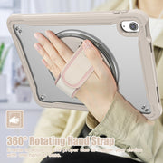 For iPad 2025 / 2022 Heavy Duty Hybrid Tablet Case with Hand Grip & Strap(Khaki)