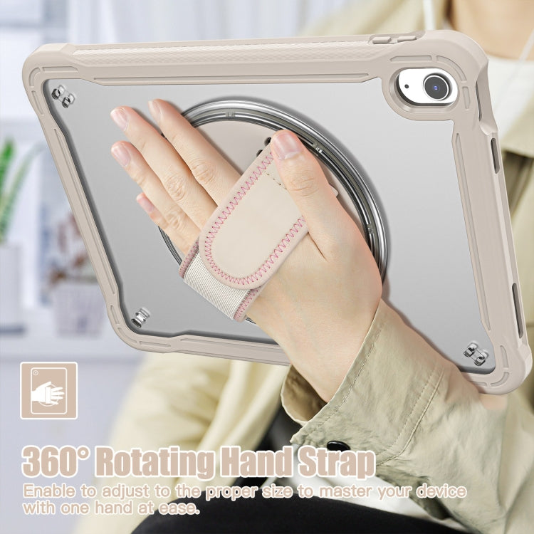 For iPad 2025 / 2022 Heavy Duty Hybrid Tablet Case with Hand Grip & Strap(Khaki)