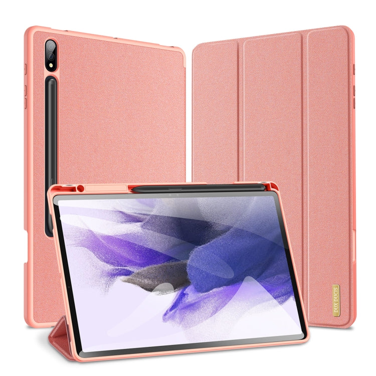 For Samsung Galaxy Tab S9+ DUX DUCIS Domo Series Cloth Texture Magnetic Leather Tablet Case(Pink)