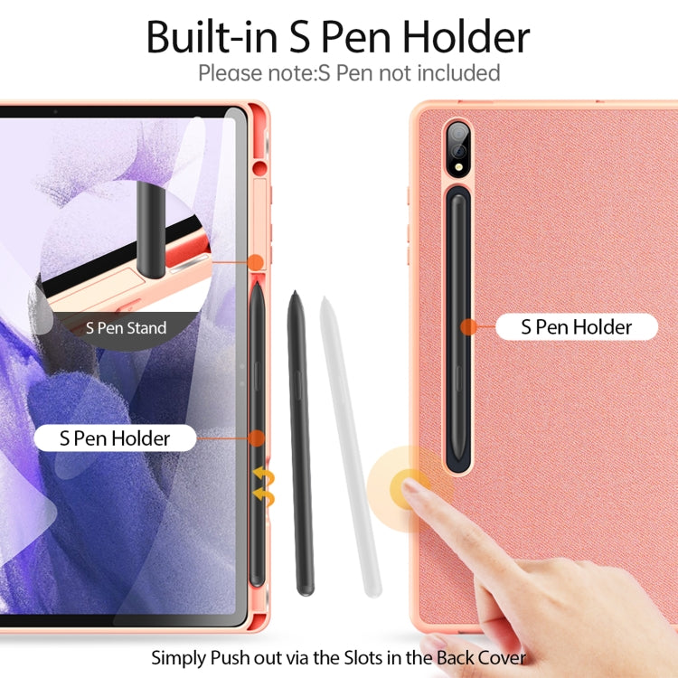 For Samsung Galaxy Tab S9+ DUX DUCIS Domo Series Cloth Texture Magnetic Leather Tablet Case(Pink)