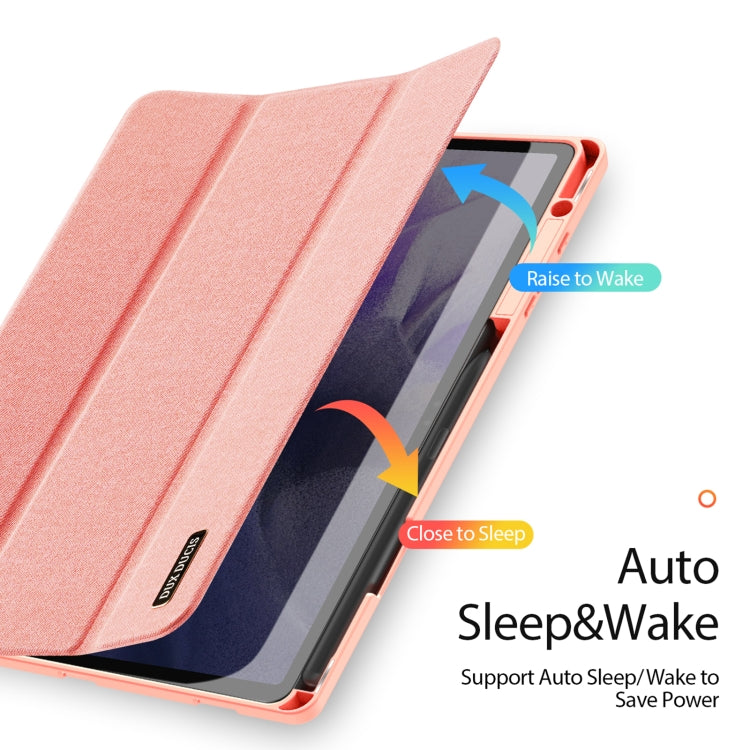 For Samsung Galaxy Tab S9+ DUX DUCIS Domo Series Cloth Texture Magnetic Leather Tablet Case(Pink)