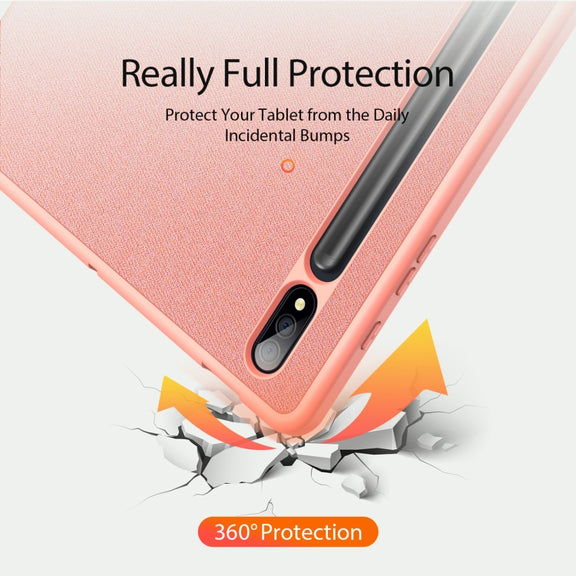 For Samsung Galaxy Tab S9+ DUX DUCIS Domo Series Cloth Texture Magnetic Leather Tablet Case(Pink)