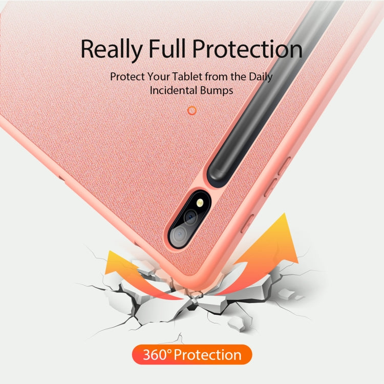 For Samsung Galaxy Tab S9+ DUX DUCIS Domo Series Cloth Texture Magnetic Leather Tablet Case(Pink)