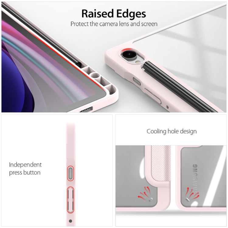 For Samsung Galaxy Tab S10 FE / S9 FE / S9 DUX DUCIS TOBY Series Antiskid Leather Tablet Case with Sleep / Wake-up Function(Pink)
