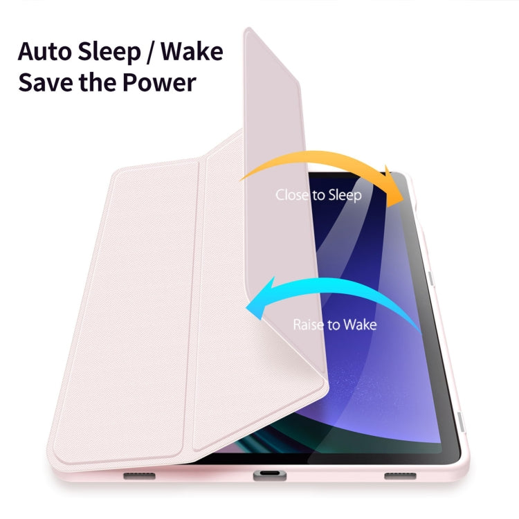 For Samsung Galaxy Tab S10 FE / S9 FE / S9 DUX DUCIS TOBY Series Antiskid Leather Tablet Case with Sleep / Wake-up Function(Pink)