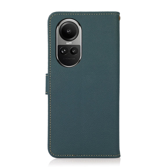 For OPPO Reno10 Global / 10 Pro Global KHAZNEH Custer Texture RFID Genuine Leather Phone Case(Green)