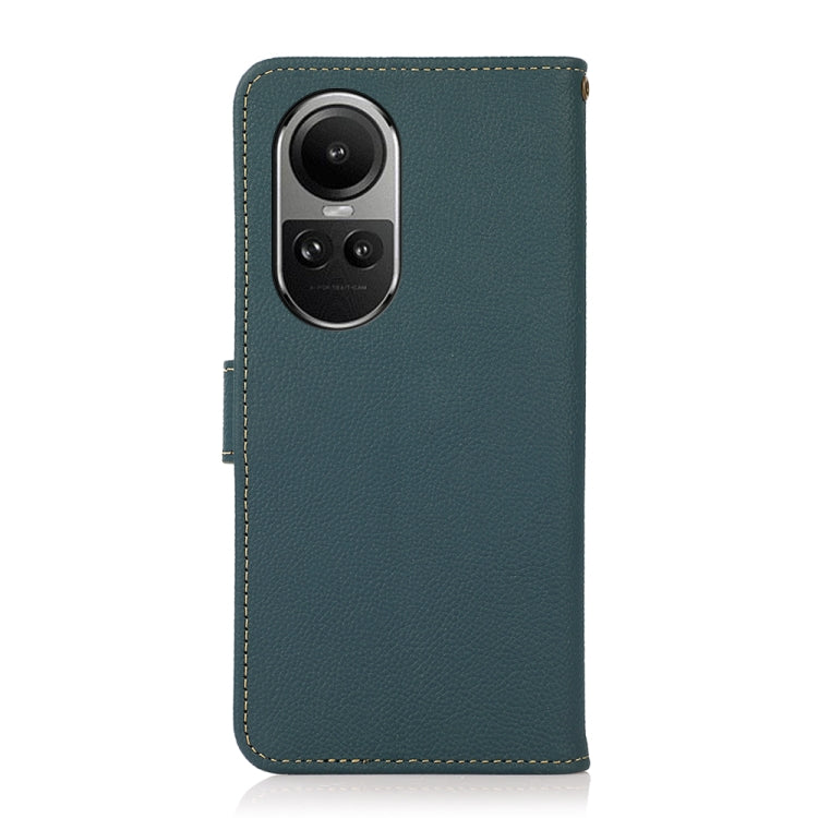 For OPPO Reno10 Global / 10 Pro Global KHAZNEH Custer Texture RFID Genuine Leather Phone Case(Green)