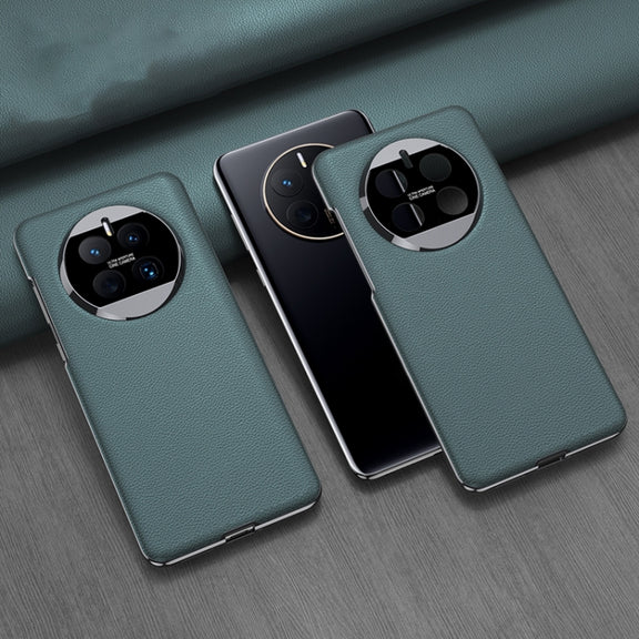 For Huawei Mate 50 Pro GKK Electroplating Leather Surface Phone Case(Cyan)