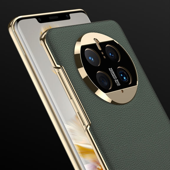 For Huawei Mate 50 GKK Electroplating Leather Surface Phone Case(Carbon Fiber)