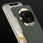 For Huawei Mate 50 Pro GKK Electroplating Leather Surface Phone Case(Yellow)