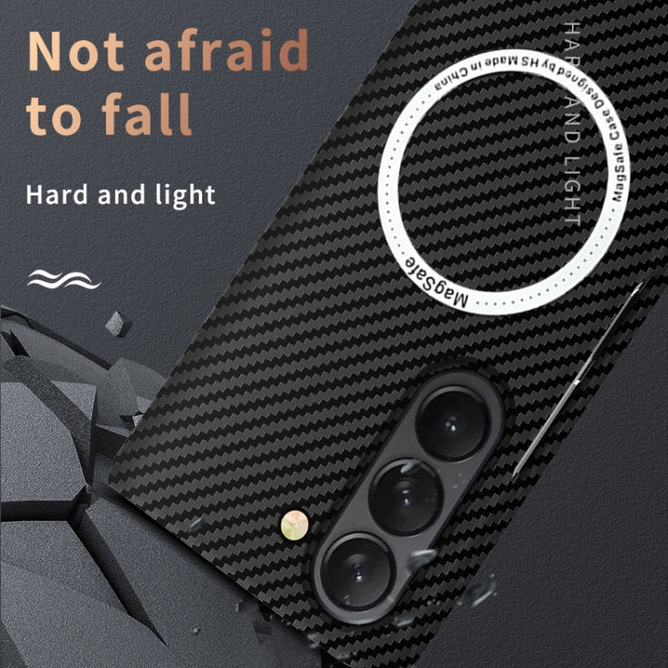 For Samsung Galaxy Z Fold5 Carbon Fiber Texture MagSafe Magnetic Phone Case(Black)