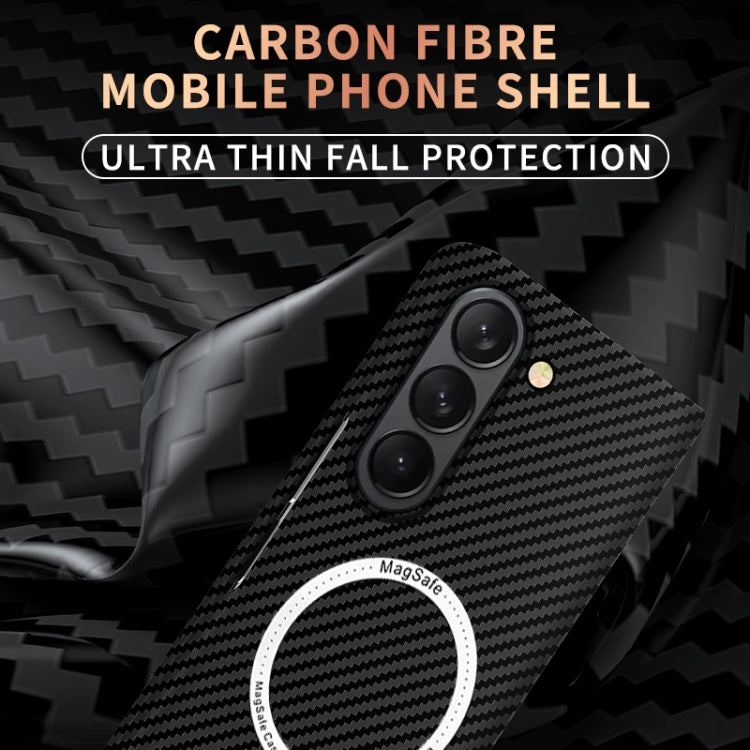 For Samsung Galaxy Z Fold5 Carbon Fiber Texture MagSafe Magnetic Phone Case(Black)